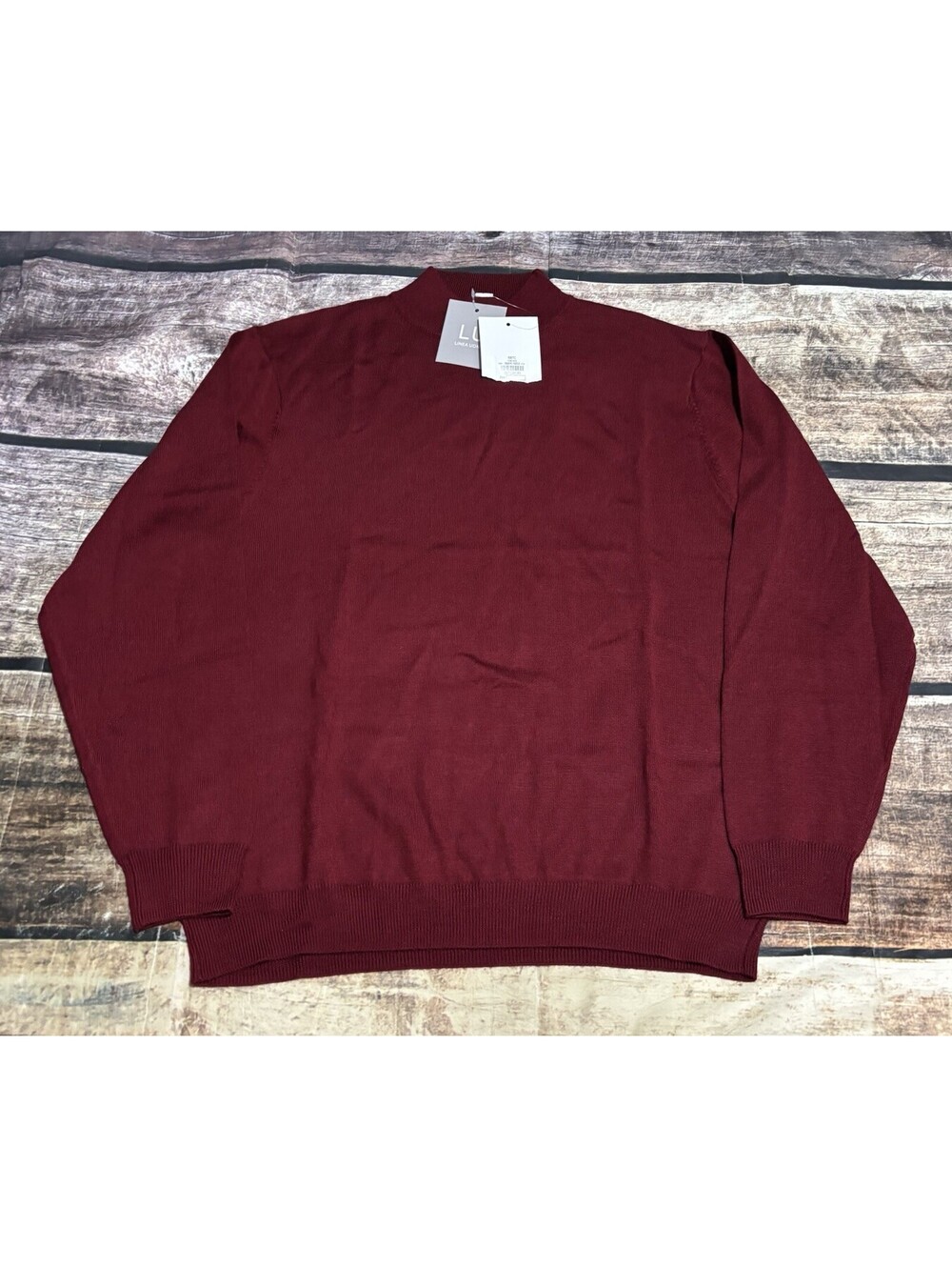 Linea Uomo Sweater Mens Large Wool Blend Pullover Red High Neck